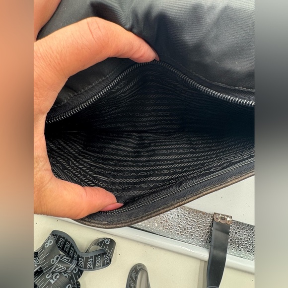 Prada Vintage Leather & Canvas Shoulder Crossbody Bag Black n Brown - Picture 7 of 17